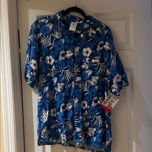 Disney Tropical Blue and White Button Down Shirt